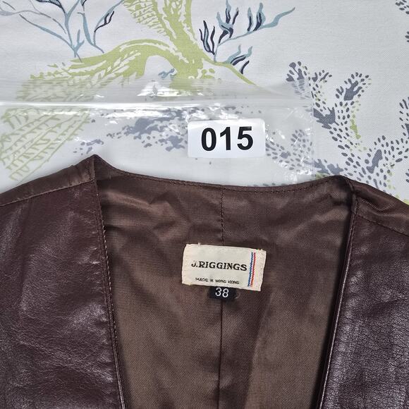 Vintage J Riggings Brown Leather Vest Mens Size 38 Western Hipster - Picture 13 of 13